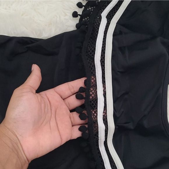 Women plus size swim suit one piece solid black large big bathing suit beach wea - Picture 5 of 6